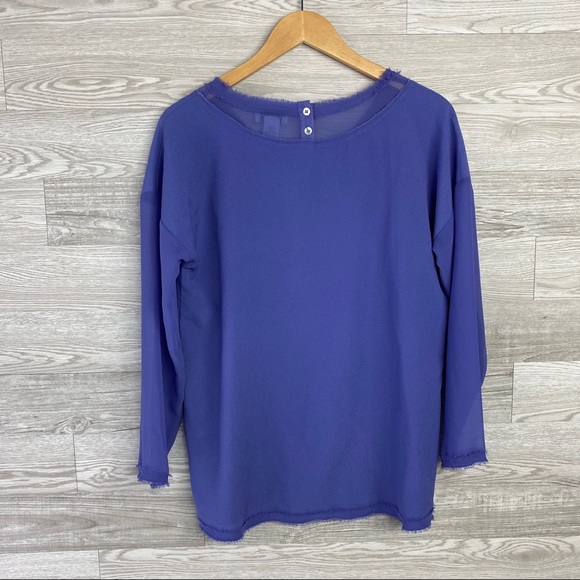 Soft surrounding Lavender Boat Neck Blouse - Picture 5 of 6